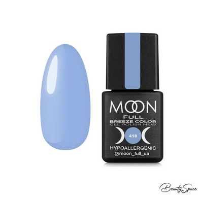 Гель лак Moon Full Breeze color №418 небесно-блакитний 8 мл
