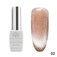 Гель лак котяче око Global Fashion 3D Snow White cat eyes, 02