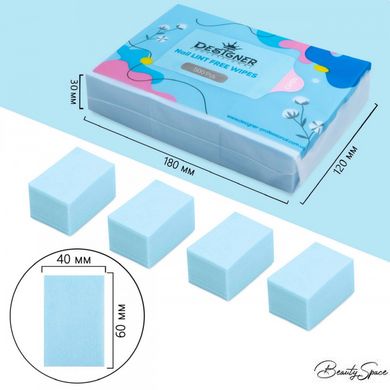 Безворсовые салфетки 500 шт/уп (Голубые) - Lint free wipes Дизайнер
