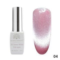 Гель лак котяче око Global Fashion 3D Snow White cat eyes, 04