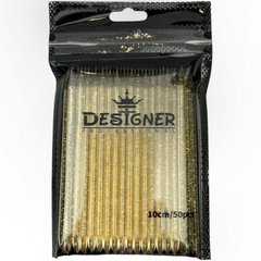 Пластикові палички Дизайнер Жовті з блискітками 50 шт