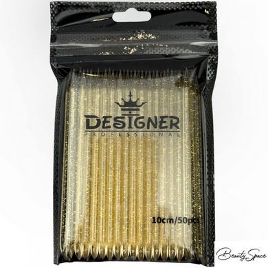 Пластиковые палочки Дизайнер Желтые с блестками 50 шт