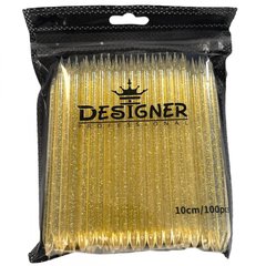 Пластиковые палочки Дизайнер Желтые с блестками 100 шт