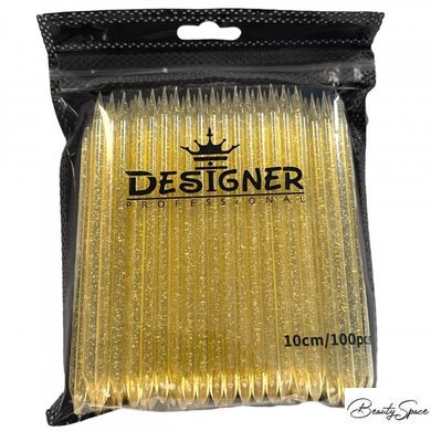 Пластикові палички Дизайнер Жовті з блискітками 100 шт