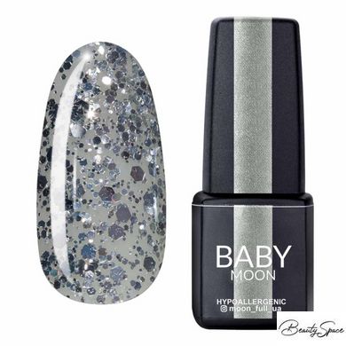 Гель лак Baby Moon Dance Diamond №019 срібний глітер на напівпрозорій основі 6 мл