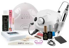 Стартовий набір для манікюру Global Fashion з фрезером ZS-601 Drill Pro та лампою SUN one
