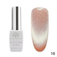 Гель лак котяче око Global Fashion 3D Snow White cat eyes, 10
