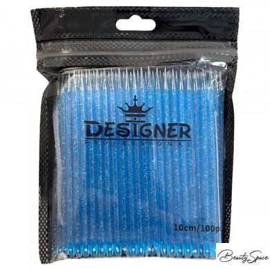 Пластиковые палочки Дизайнер Синие с блестками 100 шт