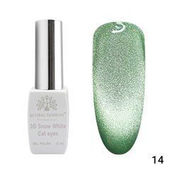 Гель лак котяче око Global Fashion 3D Snow White cat eyes, 14
