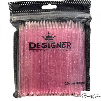 Пластиковые палочки Дизайнер Розовые с блестками 100 шт