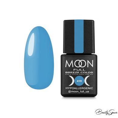 Гель лак Moon Full Breeze color №419 голубой 8 мл