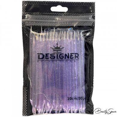 Пластиковые палочки Дизайнер Фиолетовые с блестками 50 шт