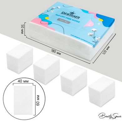 Серветки безворсові 1000 шт/уп (Білі) - Lint free wipes Дизайнер