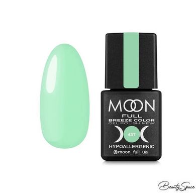 Гель лак Moon Full Breeze color №437 светло-зеленый 8 мл