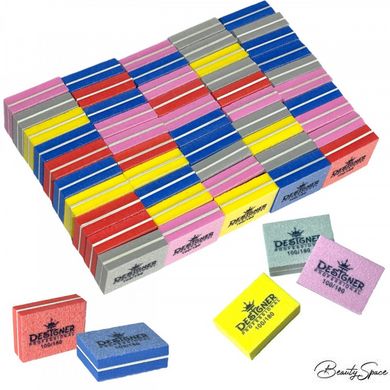 Упаковка бафов Designer 50 шт мини квадрат 3,5 см 100/180 разноцветный
