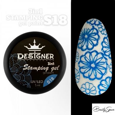 Гель фарба для стемпінгу Stamping Gel Paint 3 в 1 Designer Professional 5 мл Світло-синій
