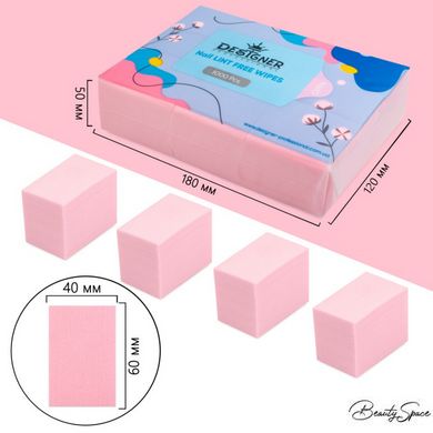 Безворсовые салфетки 1000 шт/уп (Розовые) - Lint free wipes Дизайнер