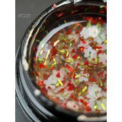 Гель із квіточками із фольги Designer Professional Foil flower gel 5 мл, FG01 (Прозорий)