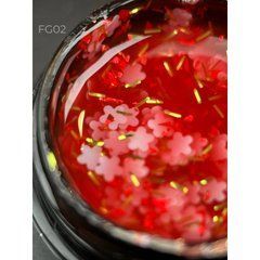 Гель із квіточками із фольги Designer Professional Foil flower gel 5 мл, FG02 (Червоний)
