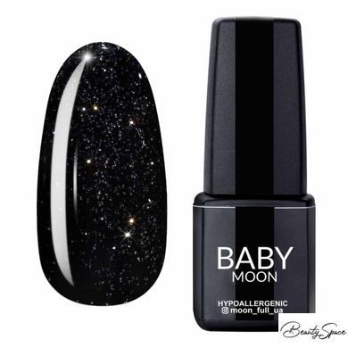 Гель лак Baby Moon Dance Diamond №001 чорно-зелений із сріблястим шиммером 6 мл