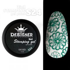 Гель краска для стемпинга Stamping Gel Paint 3 в 1 Designer Professional 5 мл Светло-зелёный