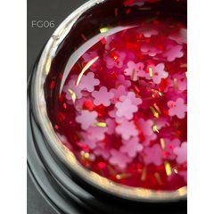 Гель із квіточками із фольги Designer Professional Foil flower gel 5 мл, FG06 (Малиновий)