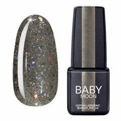 Гель лак Baby Moon Dance Diamond №021 серебристо-оливковый с разноцветным глиттером 6 мл