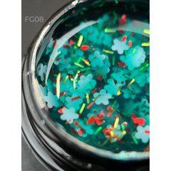 Гель із квіточками із фольги Designer Professional Foil flower gel 5 мл, FG08 (Бірюзовий)