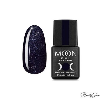 Гель-лак Moon Full №189 черный с блестками, 8 мл
