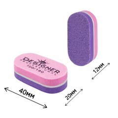 Упаковка Овальних бафів Designer 30 шт 100/180 Рожевий з фіолетовим