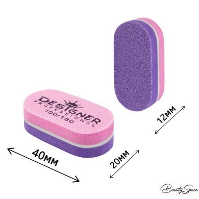 Упаковка Овальних бафів Designer 30 шт 100/180 Рожевий з фіолетовим