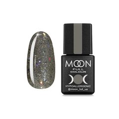 Гель-лак Moon Full №324 серебристо-оливковый с разноцветными глиттер, 8 мл