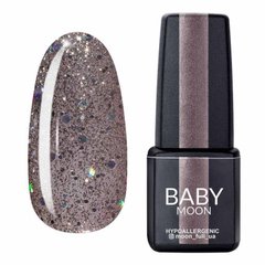Гель лак Baby Moon Dance Diamond №016 серебристо-бежевый с разноцветным глиттером 6 мл