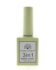 Каучукова база Global Fashion 3 in 1 Base Coat Long Lasting, 15 мл