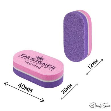 Упаковка Овальних бафів Designer 30 шт 180/240 Рожевий з фіолетовим