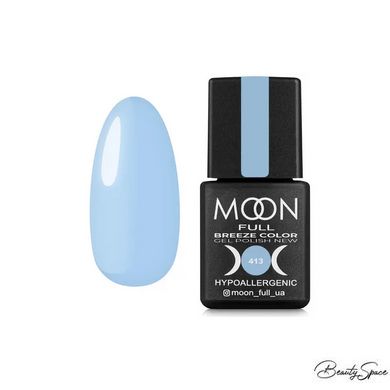 Гель лак Moon Full Breeze color №413 (насичений блакитний) 8 мл
